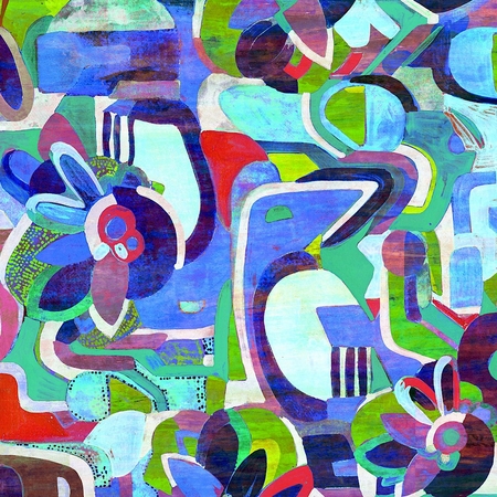 Khroma Warre Urban - Absztrakt kortárs mintás, design poszter tapéta, zöld, kék, lila színben