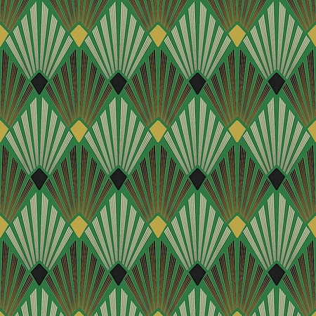 Art Deco mintás tapéta,zöld-arany színben.Diego Viridis HAV403