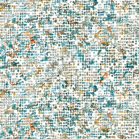 Absztrakt, pixeles design tapéta, fényes felületen bársonyos hatást kelt.Világos alpon,okker-türkiz, sárga minták.Clarke & Clarke SCINTILLA TEAL/SPICE  W0154/04