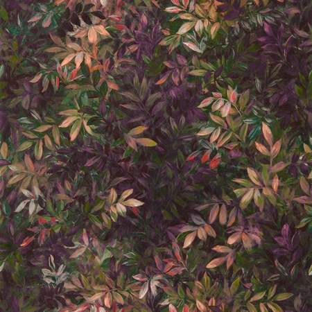 Sűrű leveles, trópusi esőerdők hangulatát idézik, olajfestmény szerűen ábrázolva ezen design tapétán.Lila-zöld leveles tapéta.Clarke & Clarke CONGO AMETHYST/EMERALD  W0140/01